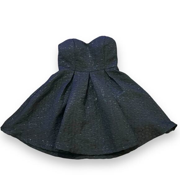 ASTR Formal Cocktail Strapless Dress Size Large Textured Black/Silver Homecoming - Picture 2 of 9